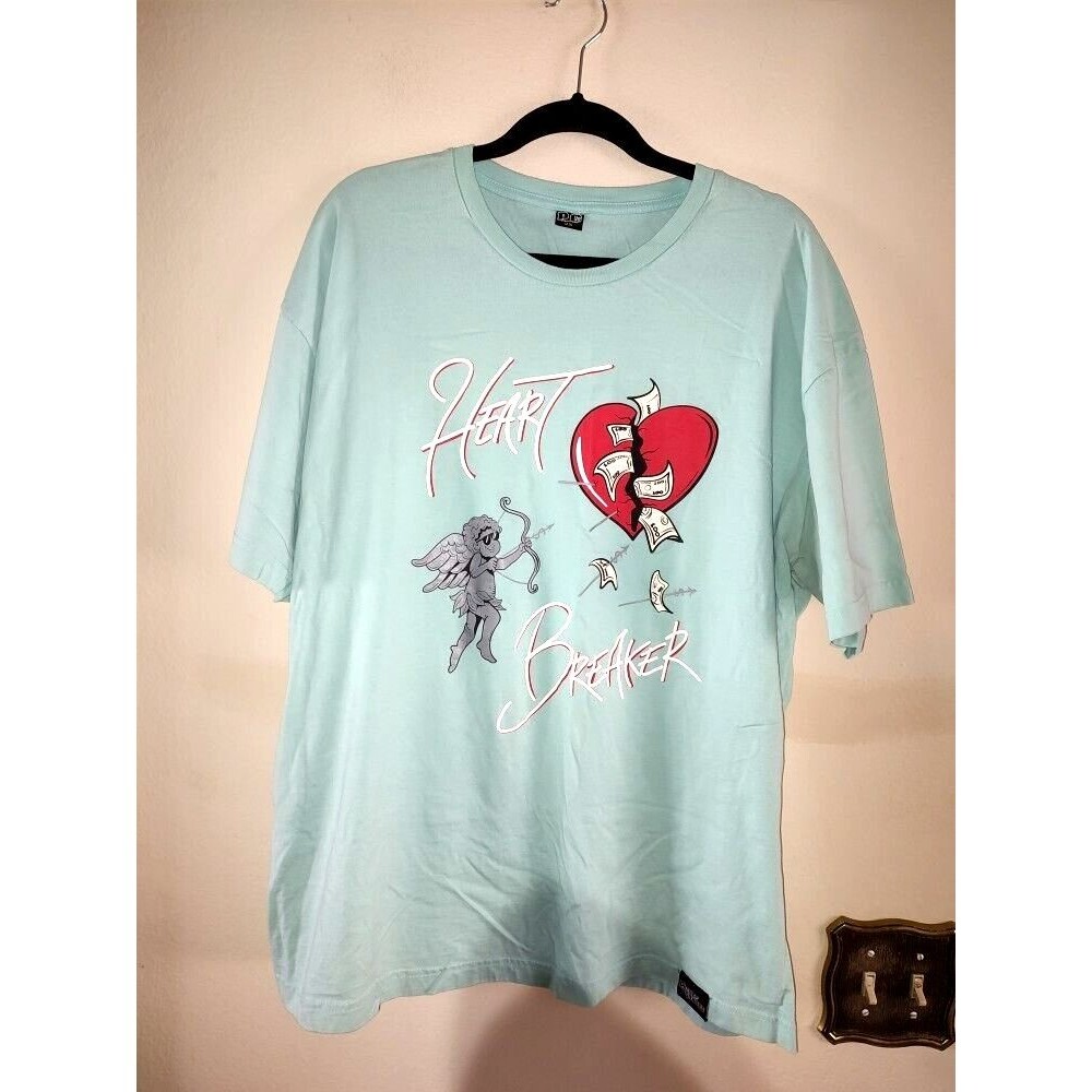 Men's Planet of the Grapes Heart Breaker Light Blue T Shirt Size 2X